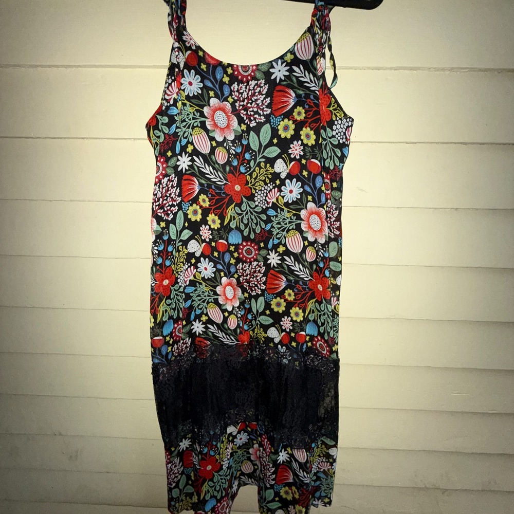 BOHO floral retro print slip dress